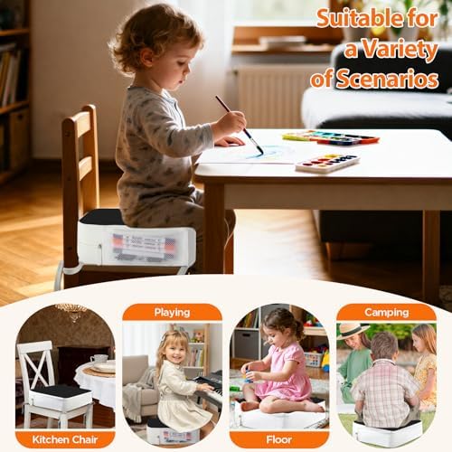 Booster Seat for Kitchen Chair, 3.8" Kid Booster Seat Cushion with Ties