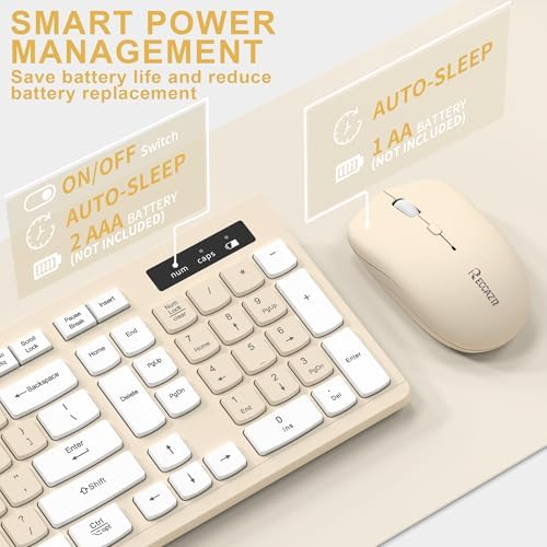 Wireless Keyboard and Mouse Combo Silent for Office and Home(Latte Color)
