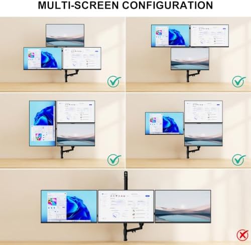 WALI Triple Monitor Wall Mount for 17-34 inch Screens, 22lbs per Arm, Black