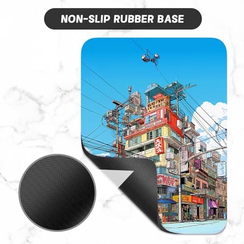 Small Mouse Pad, Mini Mouse Pad 6 x 8 Inch, Thick Rubber Waterproof Mouse Mat, Cute Mousepad for Women Men Wireless Mouse Laptops Home Office, Streetscape