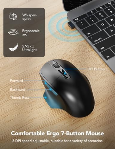 SABLUTE Wireless Keyboard and Mouse Combo with Ergonomic Wave Keys