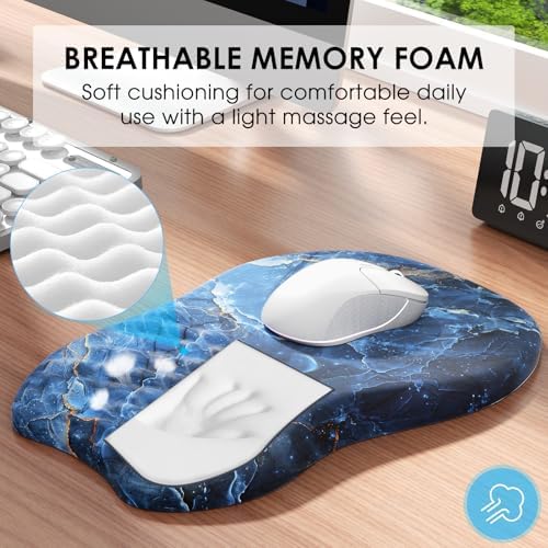 MROCO Ergonomic Mouse Pad with Wrist Support, 11.8 x 7.8 in, Ocean Marble