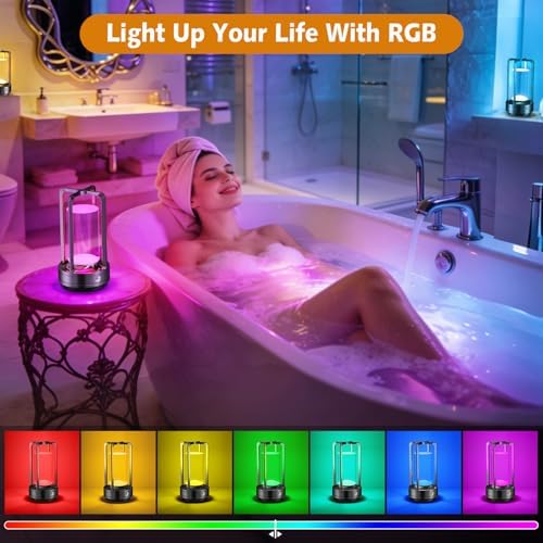 Portable Table Lamp for Outdoor Indoor Cordless Lamp with 10 RGB Colors