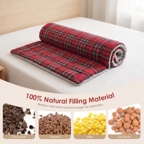 Extra Large Microwave Heating Pad for Back, 24.4 X 14.17 Tartan Red