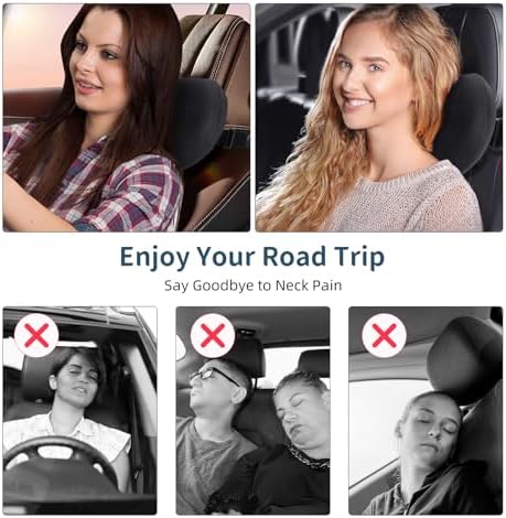 2 Pack Car Headrest Pillow, Neck Pillow for Car(Comes with 2 Sleep Masks)