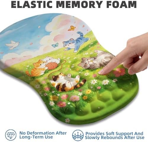 Ergonomic Mouse Pad with Wrist Rest, Memory Foam Wrist Support,Massage Bump