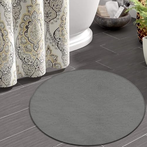 Room Sofa Yoga Soft Round Carpet, Home Decor Non Slip Kitchen Office Circle Rug, Machine Washable Modern Round Area Rug Grey, 60inch