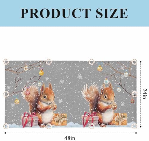 2 Pcs Fluorescent Light Covers for Ceiling Lights,Xmas Squirrel Winter Snowflake,Magnetic Light Filters Drop Fluorescent Lights Shade for Office Christmas Ball Branch Gray