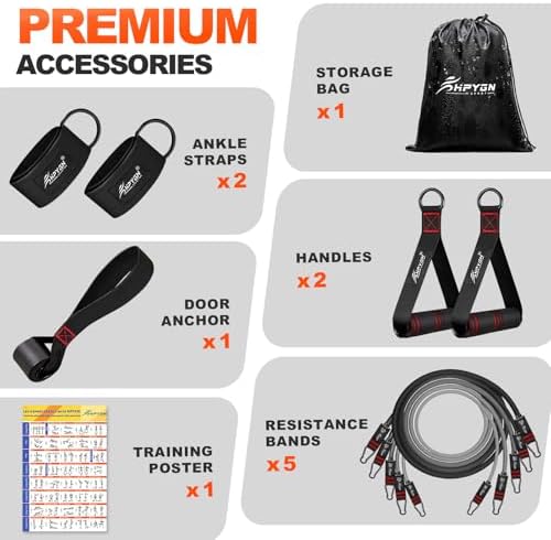 HPYGN Resistance Bands with Handles, 150 lb Exercise Bands for Home Workout