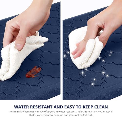 WISELIFE Kitchen Mat, Cushioned Anti Fatigue Floor Mat, 17.3"x28" Blue