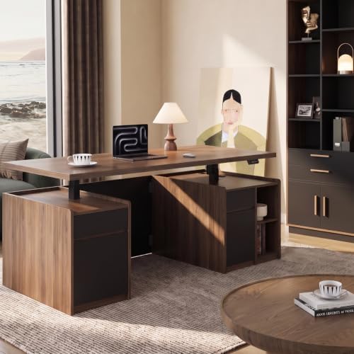 ModernMate 71" Executive Electric Standing Desk with 3 Drawers & Storage