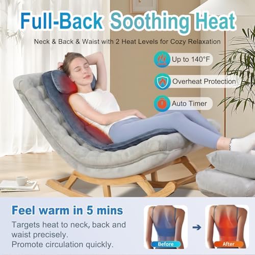 Back Massager With Heat, Lumbar Traction Seat Cushion For Home Office