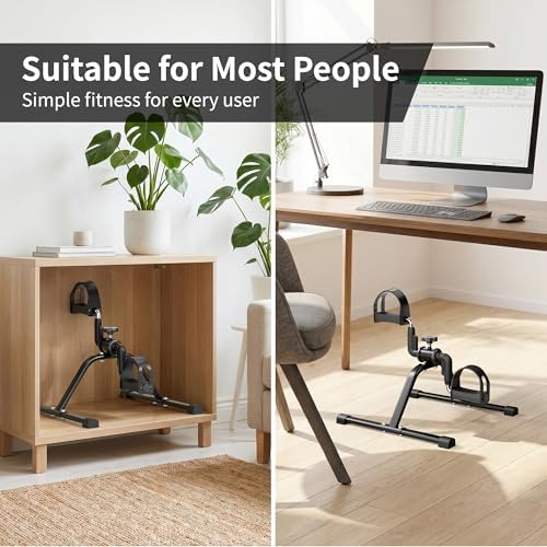 Pedal Exerciser Mini Stationary Cycle with Adjustable Resistance, Under Desk Bike for Home Exercise Equipment, Lightweight and Compact