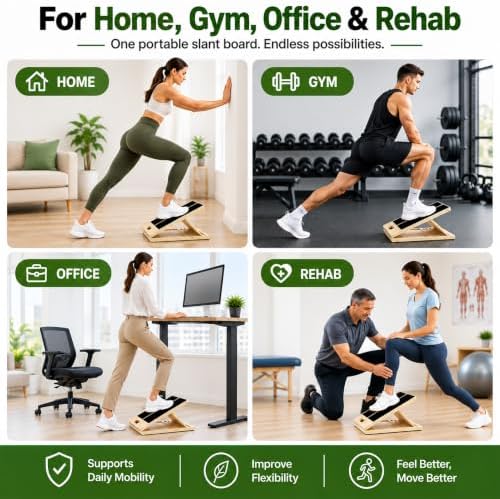 13" Wide Portable Slant Board for Calf Stretching, Calf Stretch Board