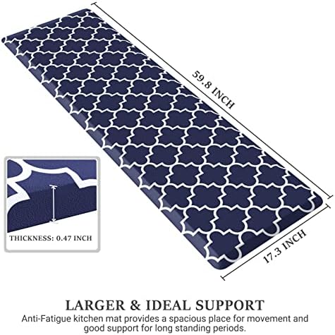 WISELIFE Kitchen Mats and Rugs Cushioned Anti-Fatigue, 17.3"x 60", Blue