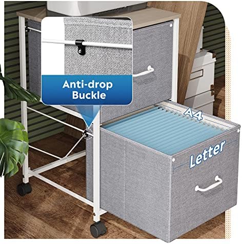 DEVAISE 2 Drawer Mobile File Cabinet, Fabric Vertical Filing Cabinet
