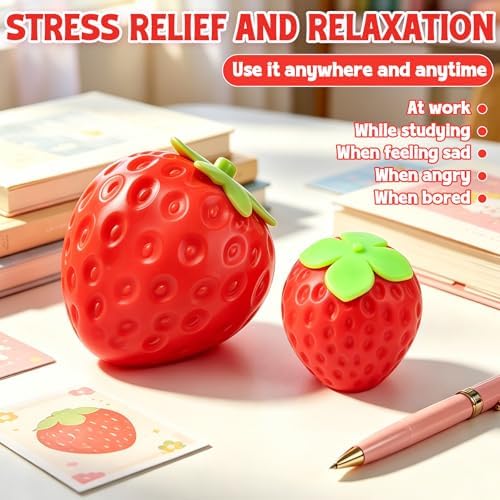 Lifelike Strawberry Squishies Squeezy Toys, 3.15 Inch Big Strawberry