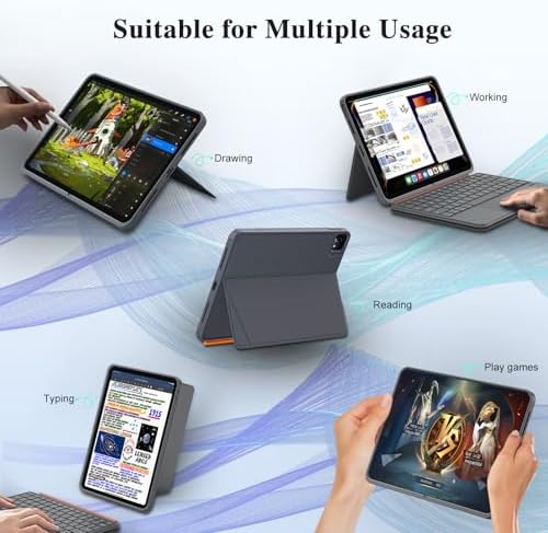 iPad Air 11 inch Case with Keyboard (M4/M3/M2, 2026/2025/2024), Pro 11, iPad A16 11th/10th, Magnetic Detachable Keyboard, Trackpad, Backlit, Adjustable Stand, Slim for Air 5th/4th Gen 10.9 inch (Gray)