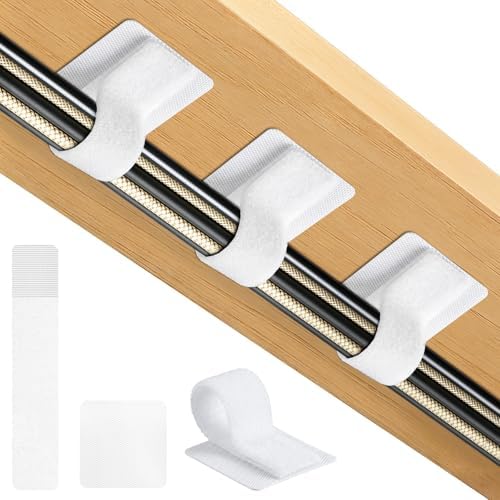 Cable Management Under Desk Detachable Cable Straps, White, 20 Pack