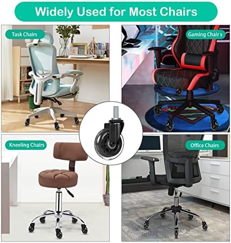 Hirate 3 inch Office Chair Casters Wheel with 5/16"-18UNC Threaded Stem