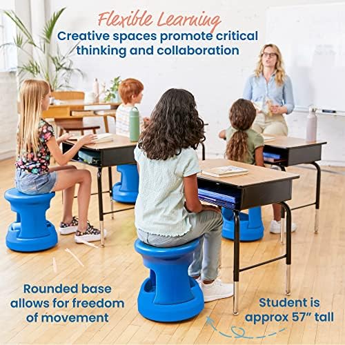 ECR4Kids Active Storage Wobble Stool, 15in Height, Blue