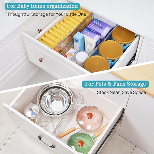 Vtopmart 6" Tall Upgrade Drawer Dividers, 12.8"-22.3" Expandable, 4 Pack