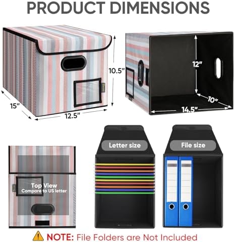 BALEINE File Organizer Box with Lid, Collapsible Hanging File Storage Box
