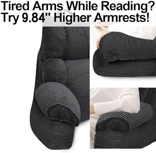 RRPAHWTV Reading Pillow for Bed with Arms, Back Support, Memory Foam