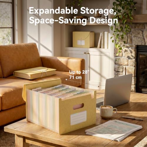 ThinkTex Accordion File Organizer, 26 Pockets File Folders, Dusty Butter