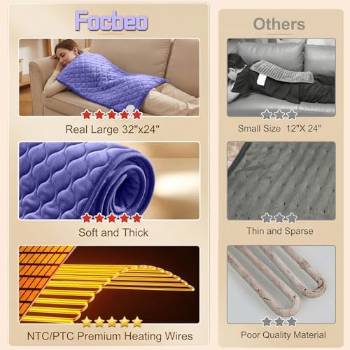 Focbeo King Size Heating Pad for Back 32"x24" Extra Large Heat Pad
