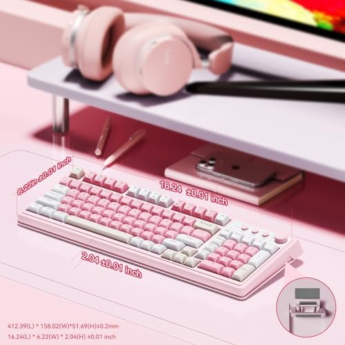 AULA S99 Gaming Keyboard, Wireless Computer Keyboards with Media Knob