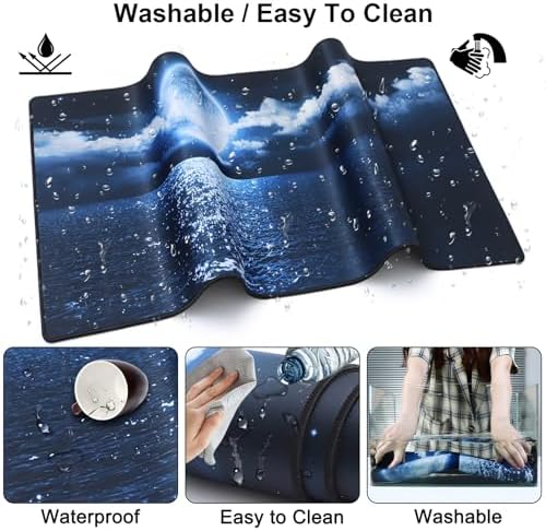 4 in 1 Mouse Pad Set with Wrist Rest for Keyboard,Desk Mat,Coaster-Ocean