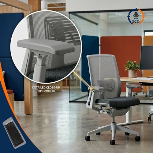 Replacement Very Grey Arm Pads, Compatible with Task & Stool Height Chair Models, Durable Comfort Material, Set of 2 (Left and Right) (Grey)
