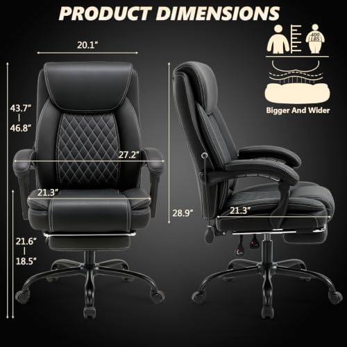 Reclining Office Chair with Foot rest,Comfy Desk Chair with Lumbar Support