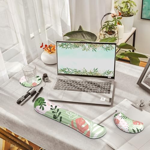 Gimars Enlarge Silky and Superfine Fabric Gel Memory Foam Keyboard Wrist Rest Set, Ergonomic Keyboard Mouse Wrist Support for Typing Pain Relief, Comfort for Office, Gaming, Computer-Morandi Pink