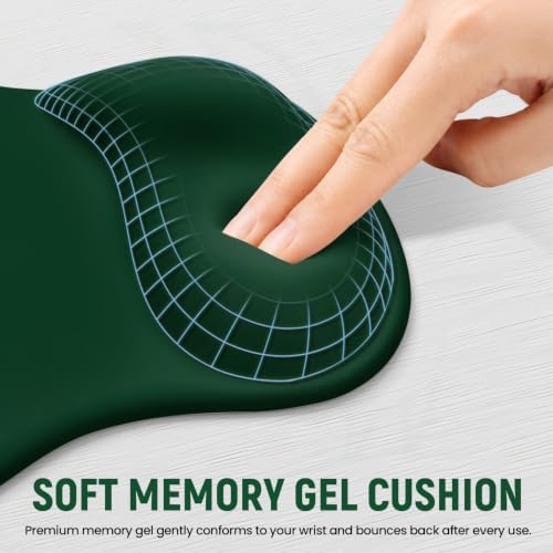 Ergonomic Mouse Pad with Wrist Rest, Gel Wrist Support, Dark Green