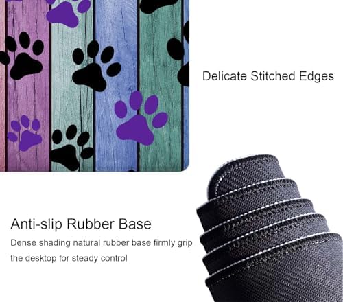 Dog Paw Desk Mat Black and Purple Large Extended Mouse Pad XL Desk Pad Gaming Mousepad Keyboard Mouse Mat for Computer Laptop 31.5''X11.8'' Non-Slip Rubber Base with Stitched Edges
