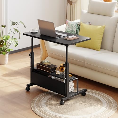 DUMOS Rolling Desk, Storage Shelves, Laptop Table, Home Office