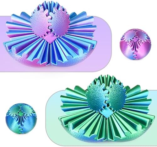 2PCS Gear Ball Fidget Toys Steampunk Gear Sphere Stress Relief for Kids Adults 3D Printed Unique Funny Birthday Gift for Christmas White Elephant Stocking Stuffer Easter (Green+Purple, Dia. 2.5" )