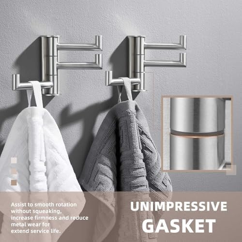 Suyar Swivel Towel Hook Brushed Nickel, Bathroom Robe Holder 3 Arms
