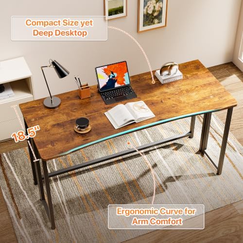 Huuger Folding Desk with Storage Shelf, 47.2 Inch Foldable Computer Table