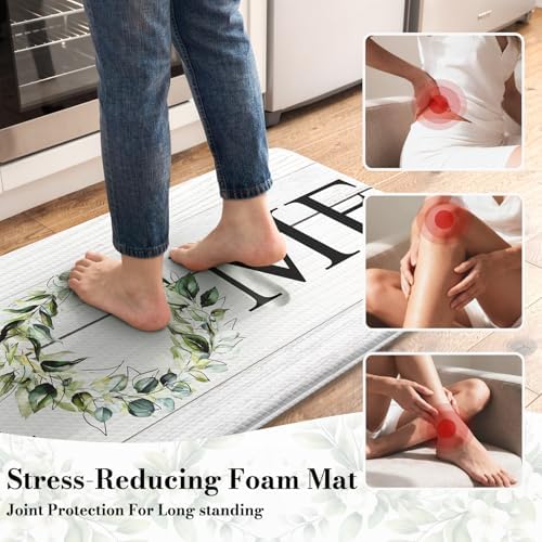 KIMODE Kitchen Mats for Floor 2PCS Anti Fatigue Cushioned Kitchen Rugs