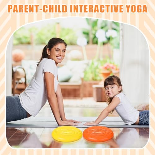 Silipull 2 Pcs Wiggle Seat Inflated Wobble Cushion Flexible Balance Disc with Air Pump for Core Stability Strengthening Improving Posture Physical Exercise