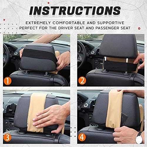 Car Seat Headrest Neck Rest Cushion, Car Seat Neck Pillow 100% Pure Memory Foam Neck Pillow with Breathable Removable Cover, Comfortable Ergonomic & Neck Pain Relief（14.17x11.8x3.9 in） (1 Pack, Black)