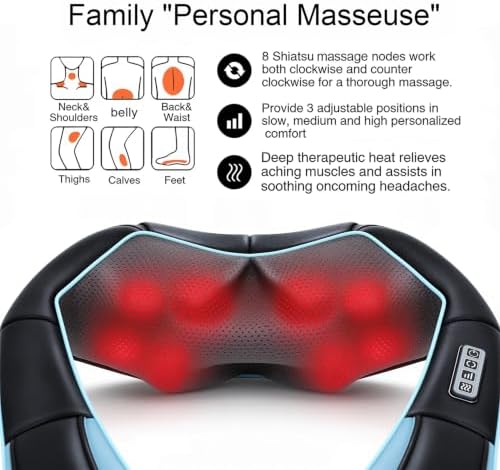 Mo Cuishle Women Men Gifts, Shiatsu Back Shoulder & Neck Massager with Heat