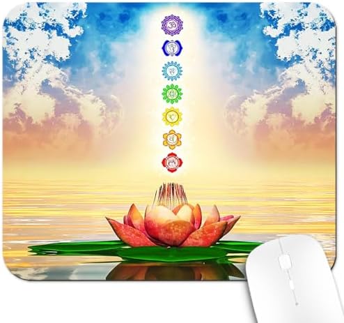 9.5x7.9 Inch Office/Gaming Mouse Pad, Spiritual Chakra Meditation Lotus Flower Yoga Zen, Cute Anti-Slip Mat for Desk Decor