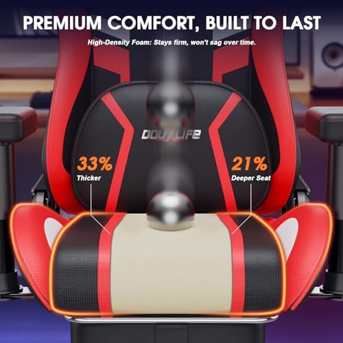 Douxlife 3D Massage Gaming Chair with Footrest Heavy Duty PC Desk Chair