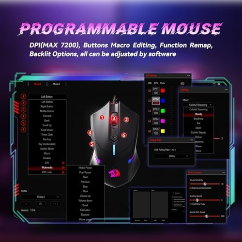 Redragon Updated Programmable Gaming Keyboard and Mouse, RGB Backlit Keyboard Mouse with Software, Independent Macro Record Keys, Value Combo Set, White - S101-3 PRO