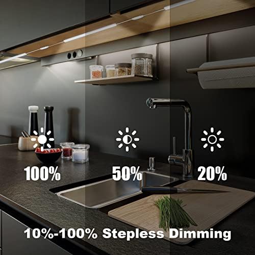 6PCS x 12 inch LED Under Cabinet Lighting 6500K, Dimmable Under Counter Lights for Kitchen, Shelf, Workbench, Cupboard Lighting, Plug-in Under Cabinet Lights with Memory Function, Cold White