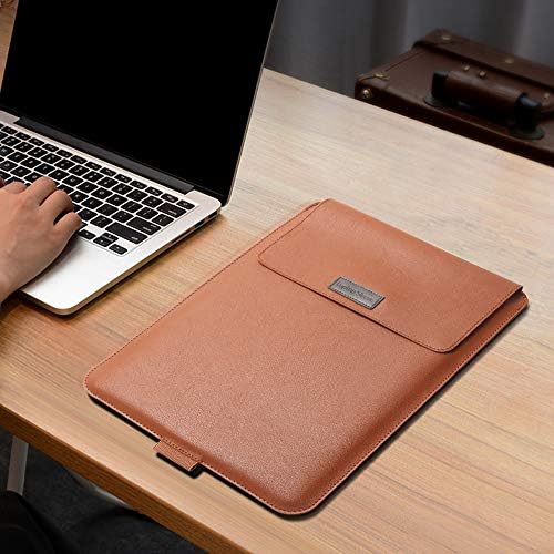 Laptop Sleeve 16-17" Case with Stand Compatible with Microsoft Surface Laptop 5/4/3/2 13.5", MacBook Air/Pro 13.3", PU Leather Sleeve for 15-16" Computers - Grey